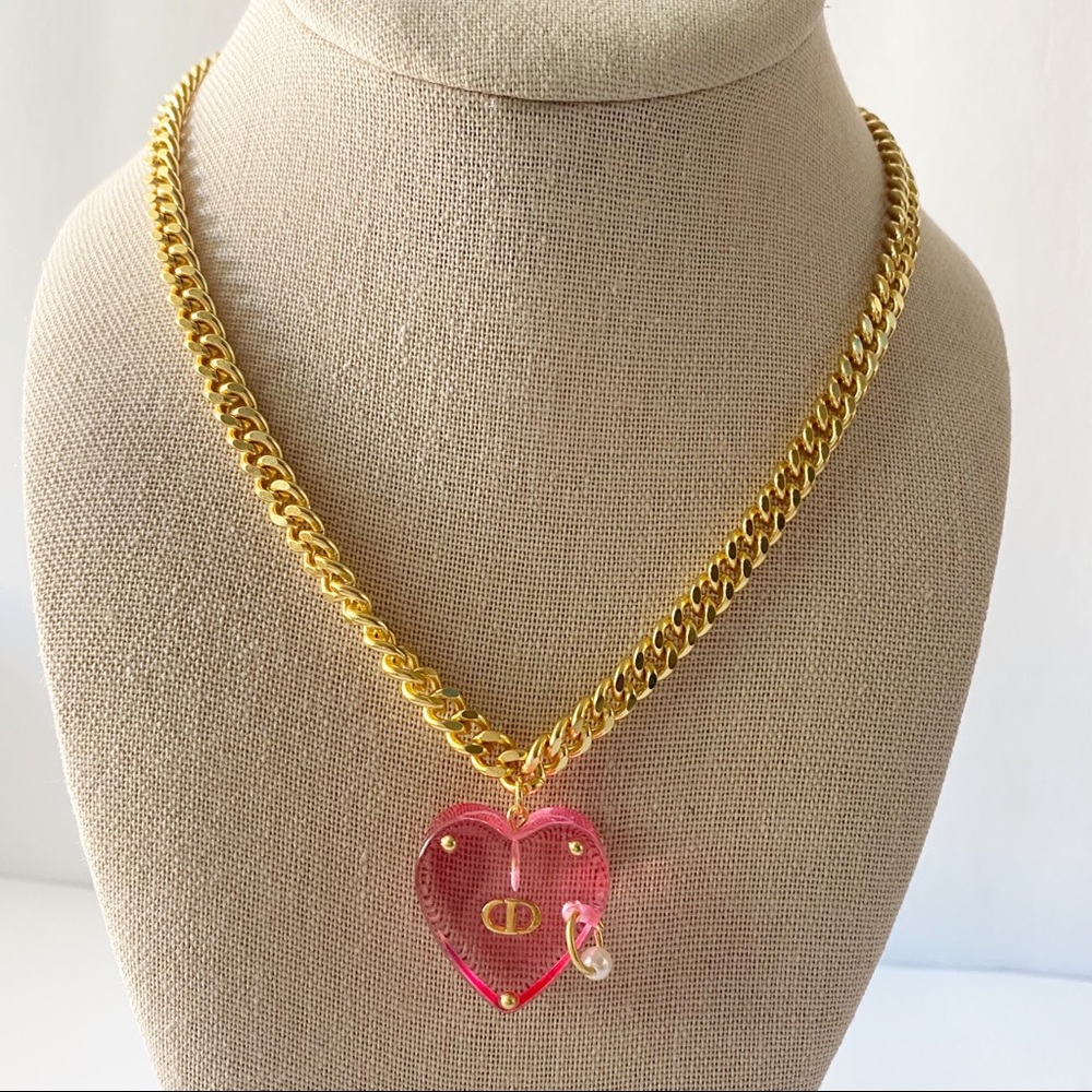 DIOR Sorbet Faux Fur Gold Necklace